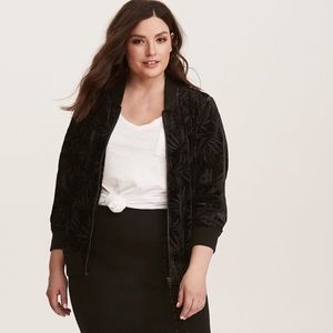 Torrid Black Floral Bomber Jacket